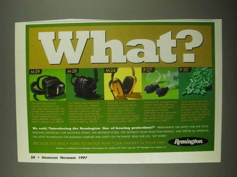 1997 Remington Hearing Protection Ad - M-29, M-28, M-24 - $18.49