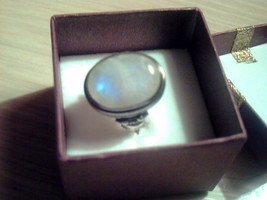 Rainbow Moonstone Silver Ring Size 5+ ~ Sterling, blue - $219.99
