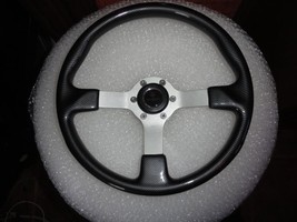 Gussi Boat Steering Wheel Black Carbon Look with Brushed Spoke & Polished Adapt - £216.60 GBP