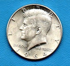 1964 D Kennedy Halfdollar (near uncirculated) - Silver - BRILLANT - £19.91 GBP