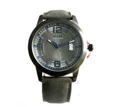New Guess W0494G5 Gunmetal Dial, Date Dark Grey Leather Band Men Watch - £75.78 GBP