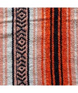 Woven Blanket 43x71” Throw Pink Orange White Geometric Striped Fringe - $20.00