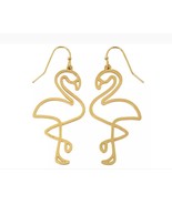 Flamingo Silhouette Fold Tone Earrings Choice Gold or Silver tone - £7.47 GBP