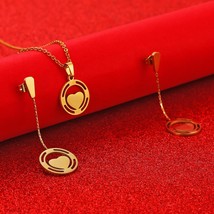 Simpe Cute Heart Pendants Necklace Earrings Ladies New Fashion Friendship Jewelr - £11.42 GBP
