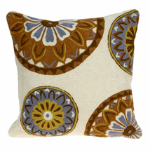 20&quot; X 20&quot; Beige And And Brown Floral Zippered 100% Cotton Throw Pillow - £47.41 GBP