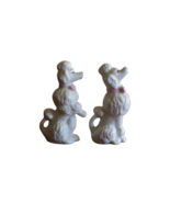Lot of 2 Vintage Ceramic White Poodle W/ Pink Bow Japan 1950-60s Sitting... - $443.98 MXN