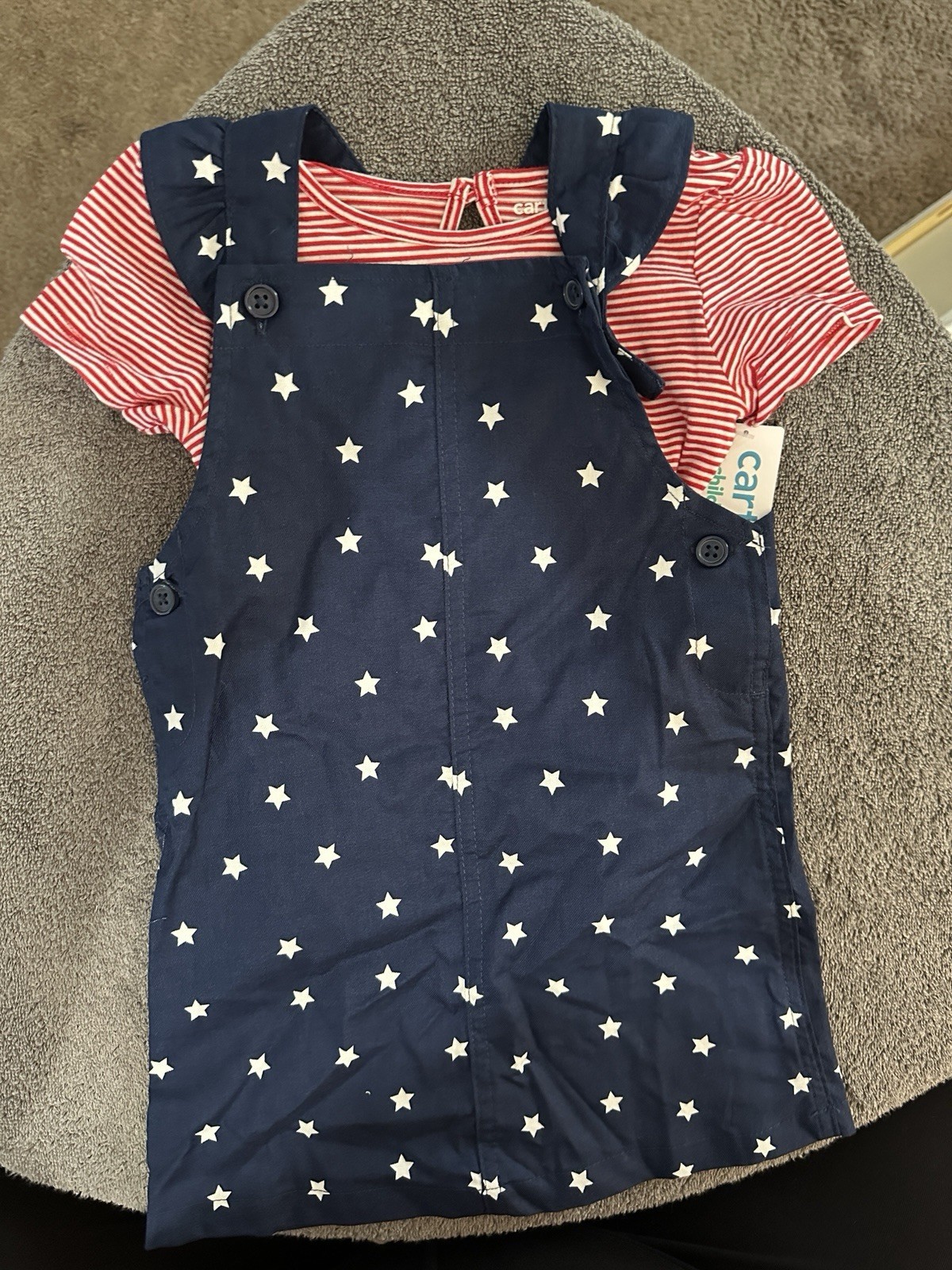 Carter’s Child Of Mine Toddler Girls Two Piece Red White Blue Outfit Siz... - $14.84