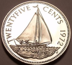 Rare Proof Bahamas 1972 25 Cents~Sailboat~Only 35,000 Minted~Free Shippng - £4.53 GBP