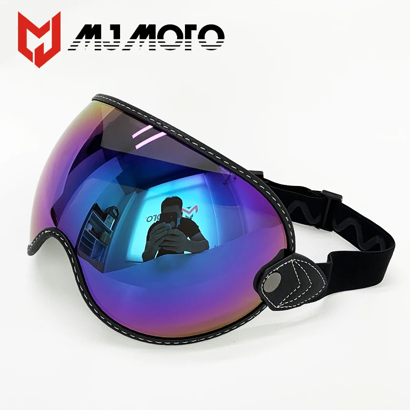 Retro Motorcycle Helmet Lens Goggles Gles Flip up Lens Bubble  Face Shield Mask  - $210.33