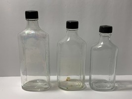 3 Vintage Medicine Pharmacy Bottles w/Lids Clear Glass Owens/Duraglas Em... - £8.01 GBP