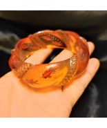 Rare vintage bakelite reverse carved fish rope design bangle bracelet  - $299.00