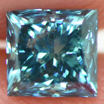 Princess Cut Diamond Fancy Blue Color Loose SI2 Enhanced Certified 0.46 Carat - £309.64 GBP