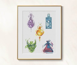 Magic Cross Stitch Bottles Pdf pattern - Witchcraft embroidery chart - £16.23 GBP