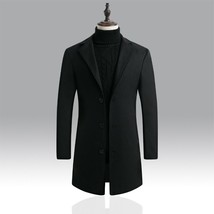 Winter  Jacket Men Blend Autumn Windbreaker Trench Coat Male Solid Color Plus Si - £148.20 GBP