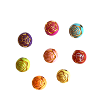 300 Assorted Color 8mm Round Flower Rosebud Rosary Resin Jewelry Craft Art Beads - £7.50 GBP