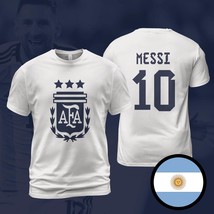 Argentina Messi Three-Time Champions 3 Stars FIFA World Cup 2022 White T-Shirt   - $29.99+