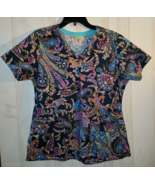 EXCELLENT Vera Bradley NAVY BLUE  W/ PRETTY PAISLEY PRINT SCRUBS TOP  SI... - €23,13 EUR