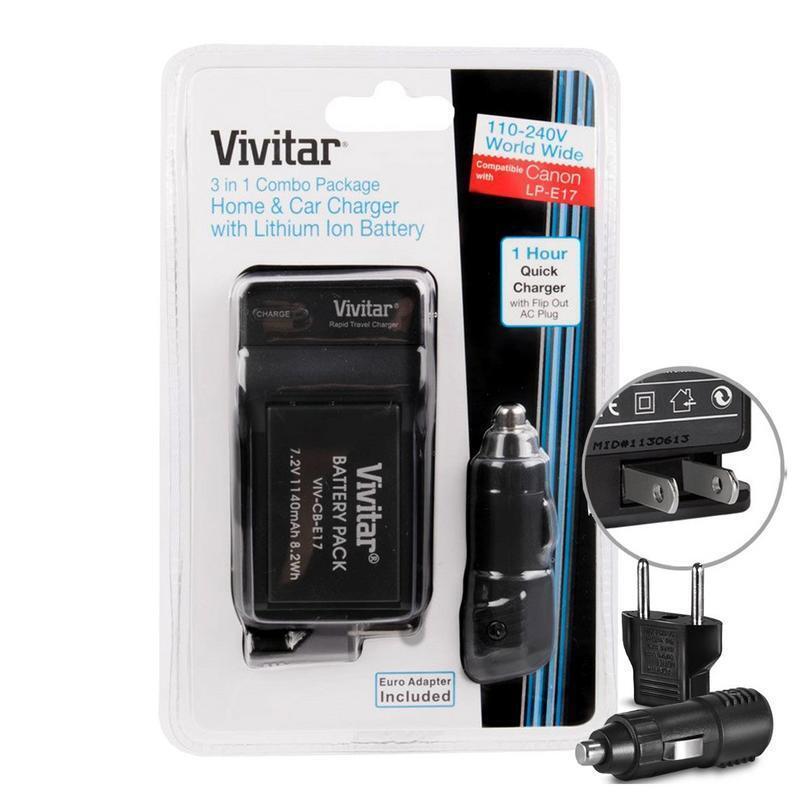 Vivitar LP E17 Replacement Battery Charger Kit for Canon EOS 70D 200D T6i T6s - $38.99