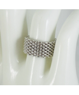 Size 6 Tiffany &amp; Co Somerset Mesh Weave Flexible Ring in Sterling Silver - $269.00