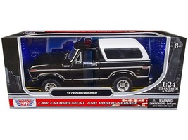1978 Ford Bronco Police Car Unmarked Black with White Top &quot;Law Enforceme... - £38.03 GBP