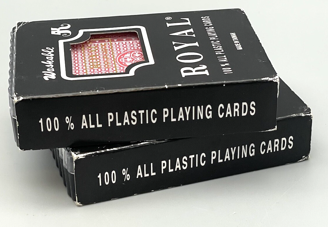 Vintage Royal Plastic Playing Cards Set of 2 Decks Washable Blue Red Complete Item image 2