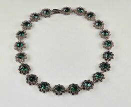 Emerald Green Rhinestone Choker Necklace | Vintage Statement Jewelry  - $38.60