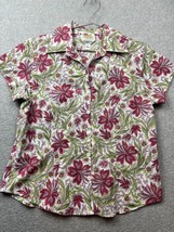 Talbots Button Up Shirt Womens Size 4 Short Sleeve Summer Causal Tropical - £21.86 GBP