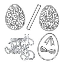 Metal Easter Die Cuts Eggs And Happy Easter Embossing Stencil Cutting Dies For C - £12.78 GBP