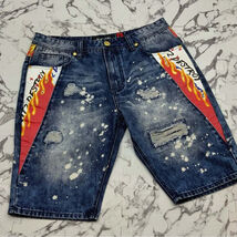 Men's Makobi Blue Splash Flame Denim Shorts NWT - $98.00