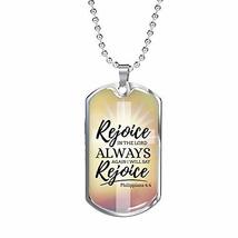 Express Your Love Gifts Rejoice in God&#39;s Presence Necklace Engraved Stainless St - £46.56 GBP