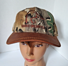 Vintage Ducks Unlimited Dorfman Pacific Snapback Hat Camo USA Made Suede Leather - £12.10 GBP