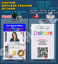 CUSTOM PVC ID Card w/ Clip  CUSTOM Daycare Provider - Teacher ID CARD - £30.19 GBP