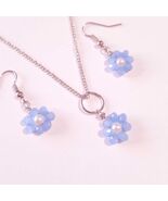 Blue flower silver jewelry set boho forget me not jewelry set earrings n... - €45,13 EUR