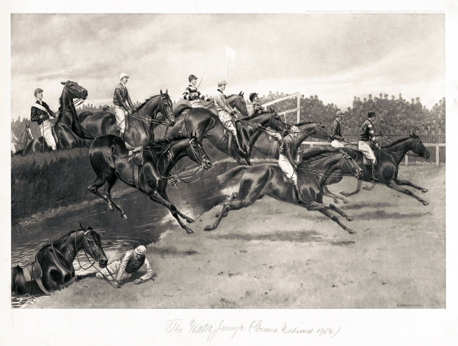 Decorative Poster.Interior wall art design.Home decor.Horse race drawing.11473