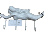 CBK White Wall Coat Towel Hook Mermaid Coastal Nautical Cast Iron w 4 Hooks - $20.12