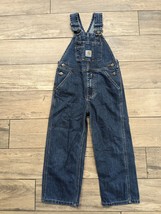 Carhartt Kids Sz 5 Washed Denim Bib Overalls blue jeans Sanforized boys ... - £23.98 GBP