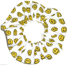 Yellow Happy Faces White Hair Scrunchie Scrunchies by Sherry Ponytai - £5.58 GBP