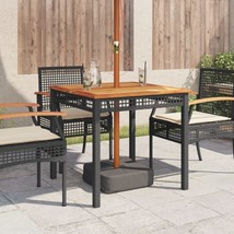 Outdoor Garden Patio Poly Rattan Wood Square Dining Dinner Table Black B... - $142.75