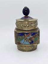 Antique Chinese Brass Enameled Tea Canister - $1,776.10 MXN