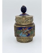 Antique Chinese Brass Enameled Tea Canister - $1,773.34 MXN