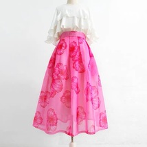 Summer Red Rose Midi Party Skirt Outfit Women Organza Plus Size Midi Skirts image 6