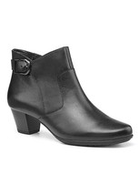 Hotter Addison Schwarz Absatz Leder Stiefeletten UK 7 (F123) - £58.19 GBP