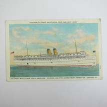 Ship Postcard Great White Liner South American Chicago Duluth Georgian Bay 1933 - £7.89 GBP