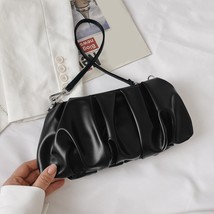 Fashion Pleated Shoulder Handbag Women Solid PU Elegant Underarm Cloud Bags For  - £21.75 GBP