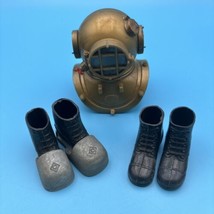 Hasbro GI Joe Deep Sea Diver Vintage 1960's Gold Helmet Hong Kong + Weight Boots - £33.96 GBP
