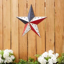 Metal Patriotic Americana July 4th Flag Barn Metal Star Outdoor Wall Art 2 Sizes - £30.44 GBP+