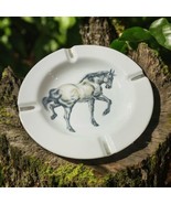 Vintage Ucagco Horse Ceramic 4 Slot White Black Cigarette Ashtray Silver... - $28.02 CAD