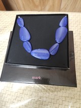 Large Faux Lapiz Lazuri Stone Statement Collar Necklace Mark By Avon 18&quot; - $28.70