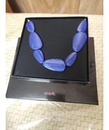 Large Faux Lapiz Lazuri Stone Statement Collar Necklace Mark By Avon 18" - $28.70