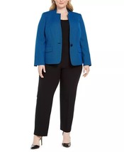 New Le Suit Blue White Career Jacket Pants Suit Set Size 24 W Women $200 - £85.57 GBP